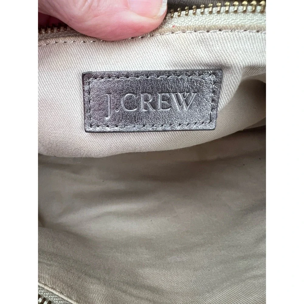 J Crew Pewter Leather Convertible Shoulder Strap Crossbody Exterior Pockets